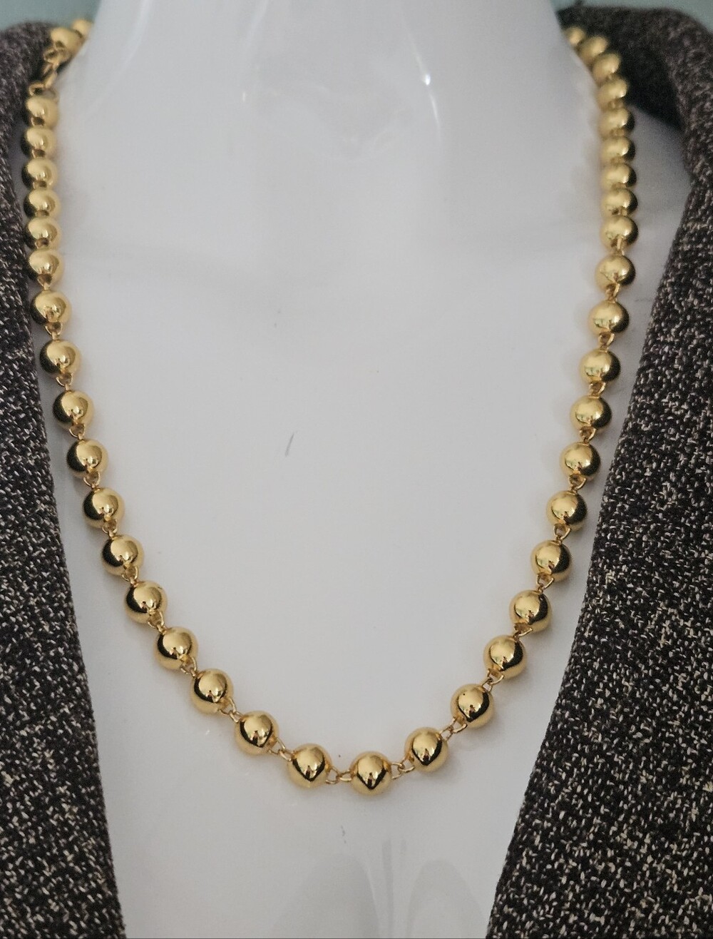 GOLD BALL NECKLACE, 22", Gold Plated Necklace
